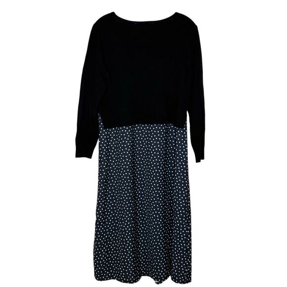 Hailey Lyn Black Long Sleeve Maxi Sweater Dress Size M Polka Dot Knit Round Neck - Picture 4 of 11